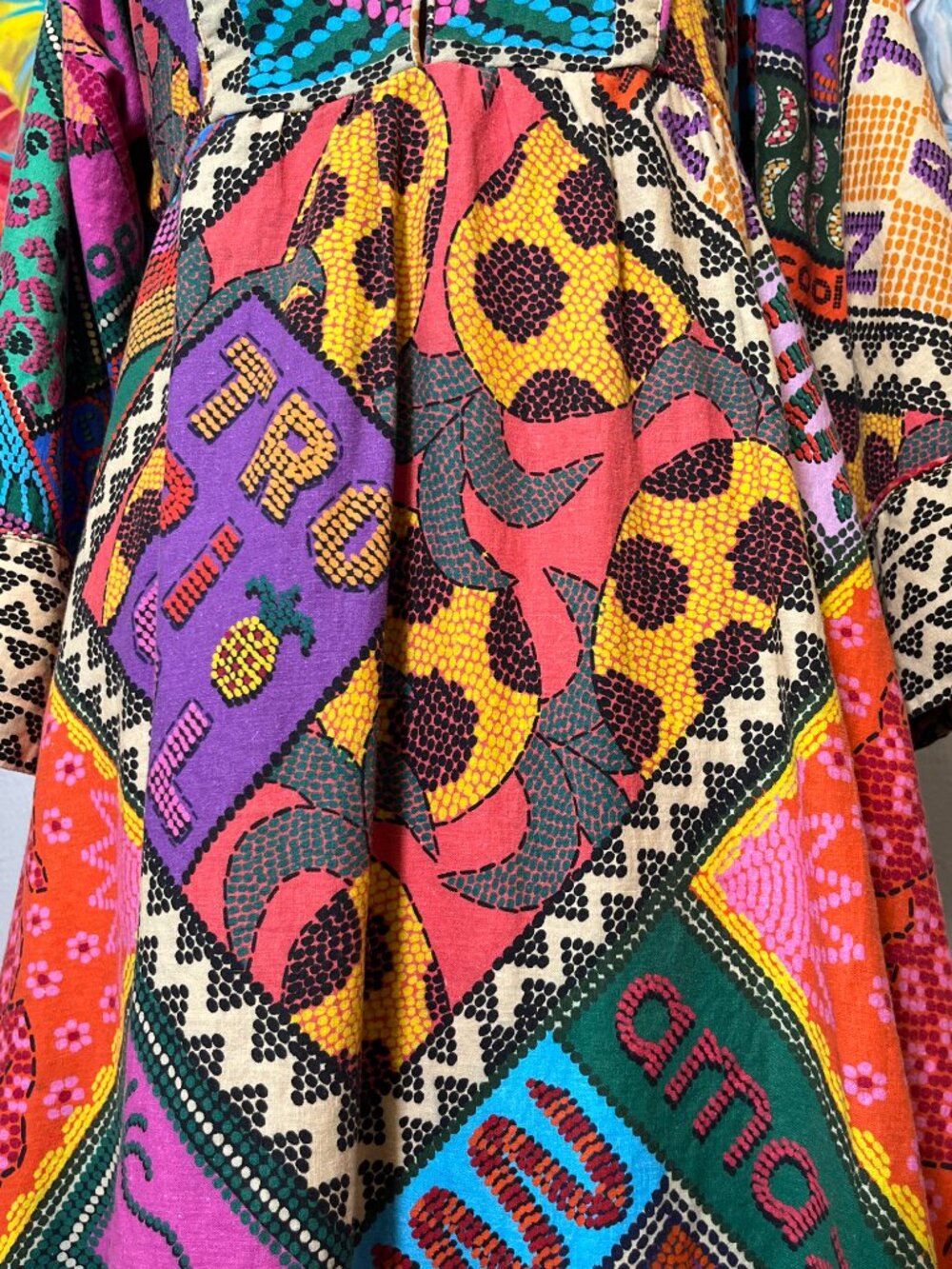 Farm Rio Dotted Patch Scarf Midi Dress Amazonia Tropicool Resort Collection - Picture 5 of 15